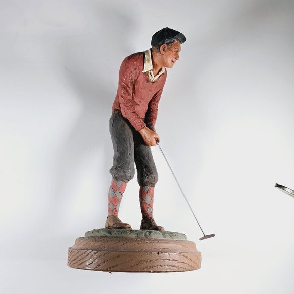 The Golfer, Sculpture by Michael Garman Signed 1987 11" tall base 6" wide - Picture 7 of 8